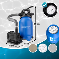 AQUA homokszűrő medencéhez szűrőgolyókkal, 5 000 l/h, kék