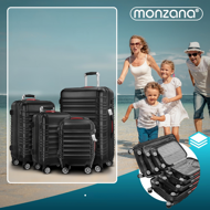 AERO keményfedeles bőröndszett, 4 részes, ABS, fekete