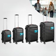 AERO keményfedeles bőröndszett, 4 részes, ABS, fekete