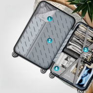 AERO keményfedeles bőröndszett, 4 részes, ABS, fekete