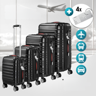 AERO keményfedeles bőröndszett, 4 részes, ABS, fekete