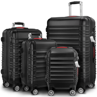 AERO keményfedeles bőröndszett, 4 részes, ABS, fekete