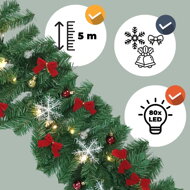 ANDREA karácsonyi girland világítással, díszített, 5m, zöld
