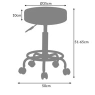 OXANA lábtartós görgős puff, Ø35cm, fehér