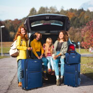 TRAVEL utazóbőrönd készlet, 5 darabos, éjféli kék