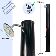 KARIBIK napelemes zuhany, 35l, fekete