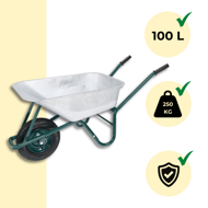GREEN BARRY horganyzott talicska, max. kapacitás 100l/250kg, ezüst/fekete