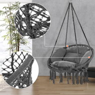 BOHO függőszék párnával, Ø61cm, antracit