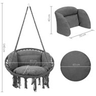BOHO függőszék párnával, Ø61cm, antracit