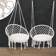 BOHO függőszék párnával, Ø61cm, bézs