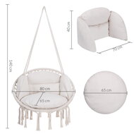 BOHO függőszék párnával, Ø61cm, bézs