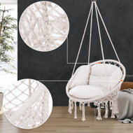 BOHO függőszék párnával, Ø61cm, bézs