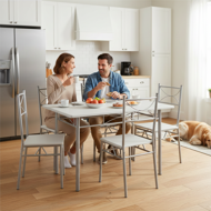 PAUL étkezőgarnitúra, 5 részes, bársony fehér