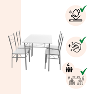 PAUL étkezőgarnitúra, 5 részes, bársony fehér