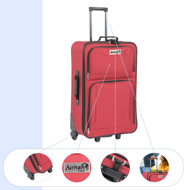 TRAVEL utazóbőrönd készlet, 5 darabos, piros