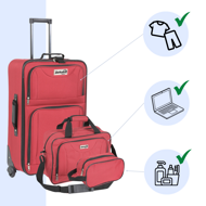 TRAVEL utazóbőrönd készlet, 5 darabos, piros