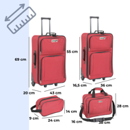 TRAVEL utazóbőrönd készlet, 5 darabos, piros