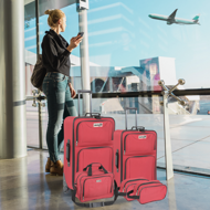 TRAVEL utazóbőrönd készlet, 5 darabos, piros