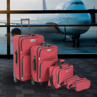 TRAVEL utazóbőrönd készlet, 5 darabos, piros