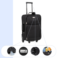 TRAVEL utazóbőrönd készlet, 5 darabos, fekete