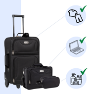 TRAVEL utazóbőrönd készlet, 5 darabos, fekete