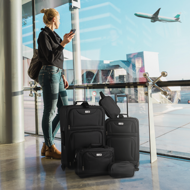 TRAVEL utazóbőrönd készlet, 5 darabos, fekete