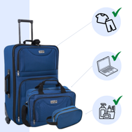 TRAVEL utazóbőrönd készlet, 5 darabos, éjféli kék