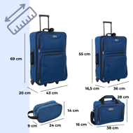 TRAVEL utazóbőrönd készlet, 5 darabos, éjféli kék