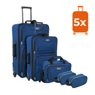 TRAVEL utazóbőrönd készlet, 5 darabos, éjféli kék