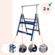 DANNY teleszkópos állvány, 2 darabos készlet, max. 200kg, 69x57x81-130cm, ezüst/kék