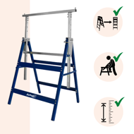 DANNY teleszkópos állvány, 2 darabos készlet, max. 200kg, 69x57x81-130cm, ezüst/kék