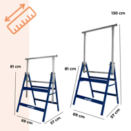 DANNY teleszkópos állvány, 2 darabos készlet, max. 200kg, 69x57x81-130cm, ezüst/kék
