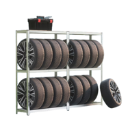 TYRE abroncstároló polc, 120x40x180cm, max 795kg, acél/világosbarna