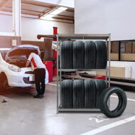 TYRE abroncstároló polc, 120x40x180cm, max 795kg, acél/világosbarna