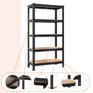 HEAVY nagy teherbírású polc, max 875kg, 90x40x180cm, fekete