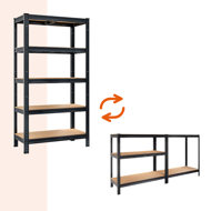 HEAVY nagy teherbírású polc, max 875kg, 90x40x180cm, fekete