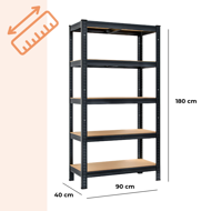 HEAVY nagy teherbírású polc, max 875kg, 90x40x180cm, fekete