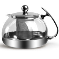 TEA teáskanna szűrővel, átlátszó, ezüst