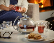 TEA teáskanna szűrővel, átlátszó, ezüst