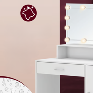 JOCELYN fésülködőasztal világítással, 140×90×40cm, fehér