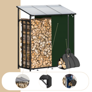 CORINA tüzifaház, 98x163x70cm, antracit/zöld