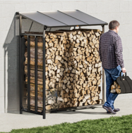 CORINA tüzifaház, 98x163x70cm, antracit/zöld