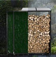 CORINA tüzifaház, 98x163x70cm, antracit/zöld