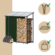 CORINA tüzifaház, 98x163x70cm, antracit/zöld