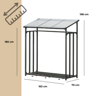 CORINA tüzifaház, 98x163x70cm, antracit/zöld