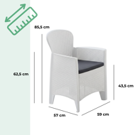 Kerti garnitúra AKITA, 3 részes, fehér