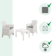 Kerti garnitúra AKITA, 3 részes, fehér