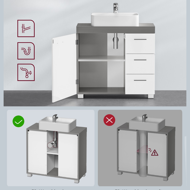 IVY mosdó alatti szekrény IVY, 30x70x64 cm, fehér/szürke