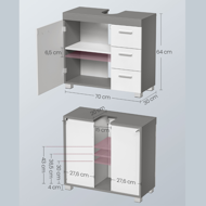 IVY mosdó alatti szekrény IVY, 30x70x64 cm, fehér/szürke