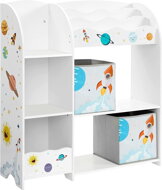 AZ UNIVERZUM játék- és könyvespolc, 2 doboz, 93x30x100cm, fehér matricákkal